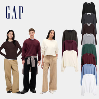 Gap 男女裝 Logo刺繡/假兩件/素色 圓領長袖T恤 多款規格任選 (792656&799277&829390)