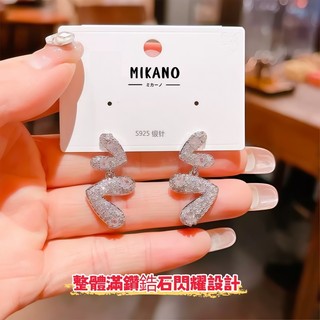 MIKANO 滿鑽雙愛心垂墜耳環｜18K真金厚鍍｜S925純銀耳針 防過敏 養耳洞｜氣質款 不過敏愛心耳飾