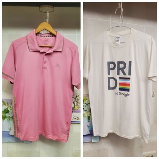 A3​【專櫃大牌】adidas撞色刺繡POLO衫 ＆ GILDAN×Google PRIDE彩虹紀念T恤 S~M 拆賣