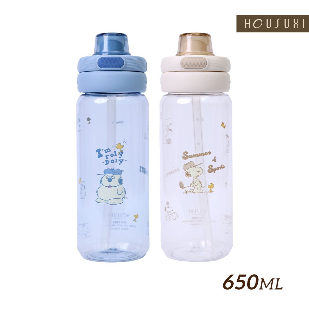 【HOUSUXI官方旗艦】史努比&歐拉夫 Tritan雙飲彈蓋水瓶650ml (任選)
