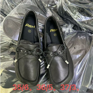 超級牛貨【shoes鞋魔】正品ASH女鞋 25秋冬新款牛皮一腳蹬樂福鞋女 復古大方頭蝴蝶結款淺口軟底軟面小皮鞋懶人鞋