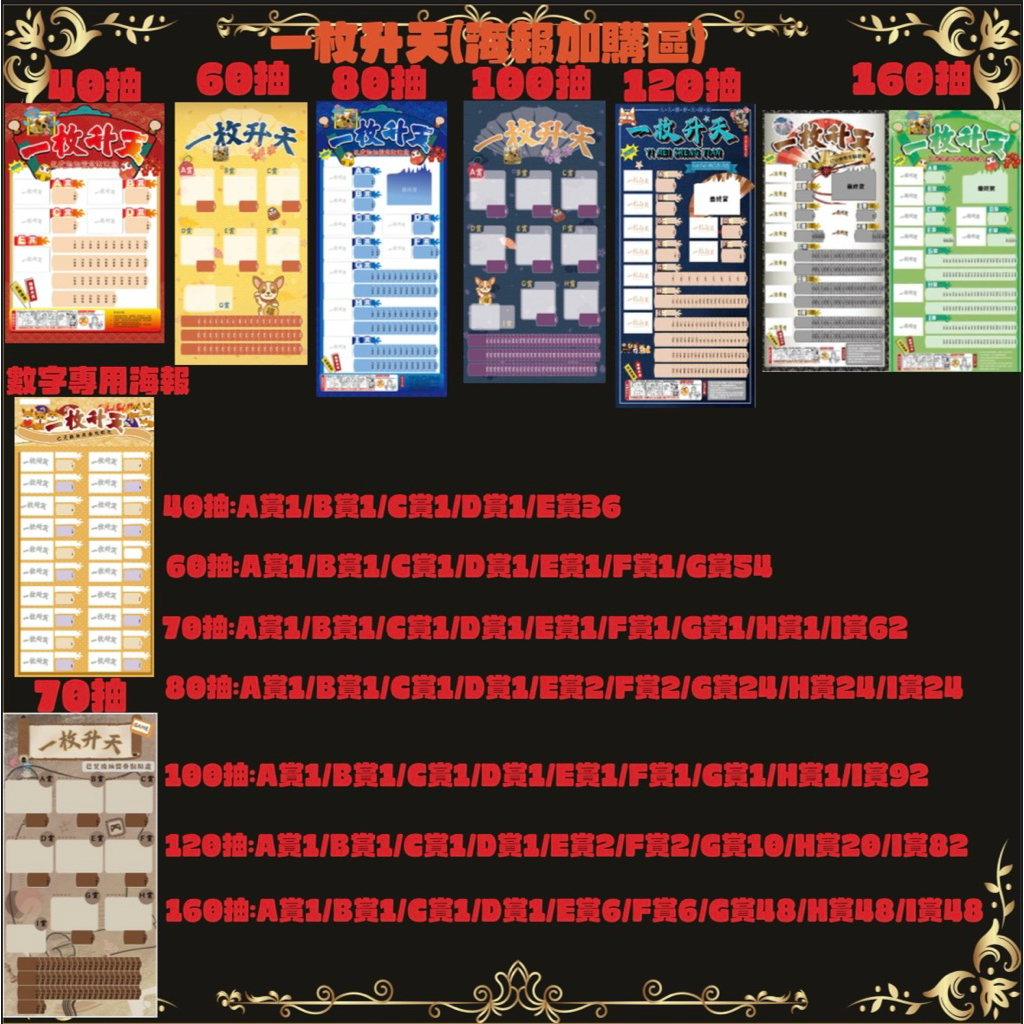 (一枚升天)海報 籤紙盒 一番賞 籤紙 自製一番賞 抽獎 尾牙 獎券 40抽 80抽 120抽 160抽 娃娃機 洞洞樂