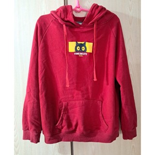 ［二手］OB嚴選 黃阿瑪的後宮生活聯名款 紅色帽T 連帽上衣 大學T T恤 二手衣 長袖 冬天 素色 連帽刷毛 女上衣