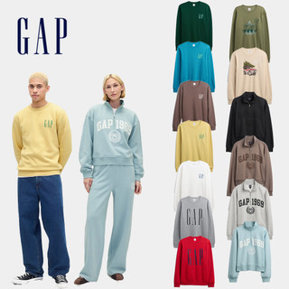 Gap 男女裝 Logo 印花刷毛圓領大學T/刺繡翻領長袖上衣 多款規格任選 (645634&852841)