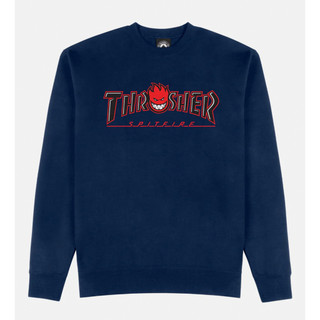 THRASHER X SPITFIRE Big Head Outline 大學tee 長袖