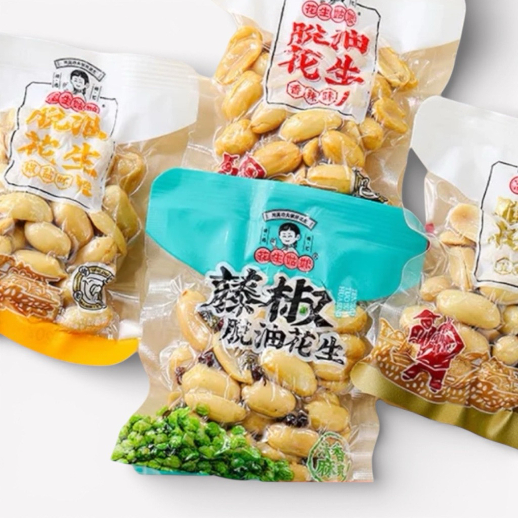 臺灣現貨 花生姑娘 獨立小包裝 40G  脫油花生 四種口味 藤椒 香辣 五香 椒鹽