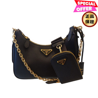Prada 1BH204 Re-Edition Saffiano 皮革三合一多功能包 黑色