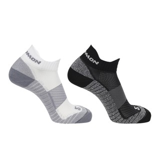 【Salomon】LC2093600 中性款 AERO 運動短筒襪 黑/白 (2雙入) ｜ 慢跑襪 運動襪 跑襪