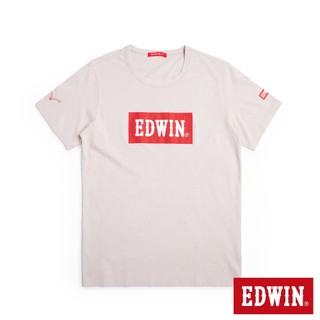 EDWIN 男款 人氣復刻款 經典大紅標LOGO短袖T恤(灰卡其)