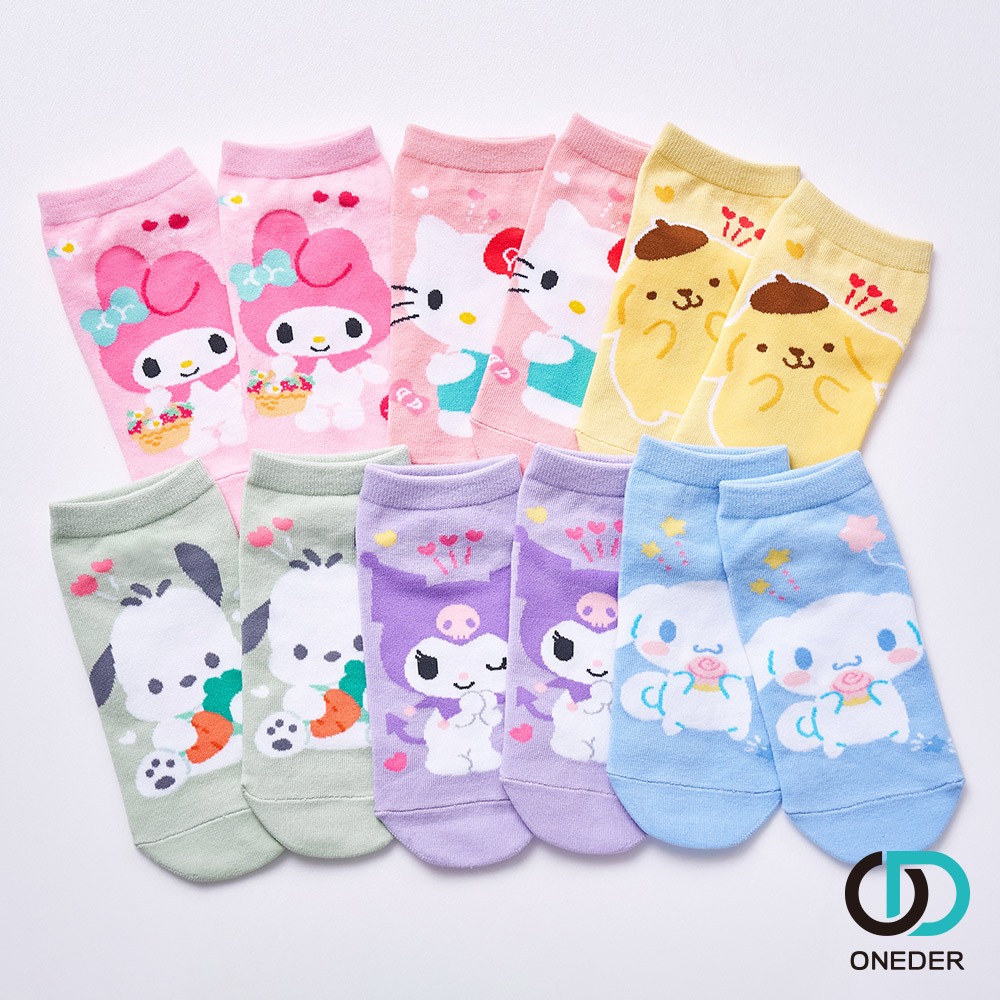 Sanrio 三麗鷗耀眼直版襪 酷洛米 美樂蒂 大耳狗 兒童短襪 女童襪 短襪 【ONEDER旺達】KU-A511