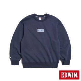 EDWIN 男款 徽章潮流寬版長袖T恤(丈青色)