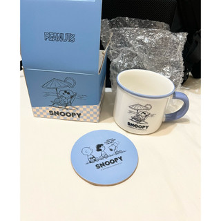 史努比 SNOOPY午茶時光馬克杯+杯墊 下午茶杯/咖啡杯/水杯/馬克杯/杯子