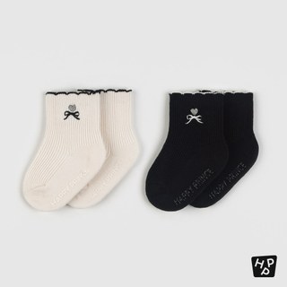 [ BLACK_Q ] 現貨*韓國正品*KIDS CLARA*HAPPY PRINCE-Serre刺繡短襪