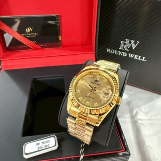 【浪威｜全新】現貨 ROUND WELL 手錶 機械錶 男錶 蠔式 土豪金 鋼錶｜Little Bee 小蜜蜂精品