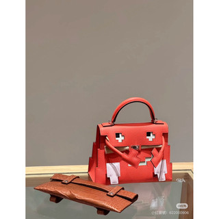 國外💗愛馬仕 hermes kelly doll 馬賽克娃娃 0E 德州粉 B刻 touch鱷魚 藍盒