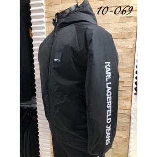 高雄凡賽斯歐洲精品 KARL LAGERFELD 卡爾拉格斐 左袖子字型 左胸橡皮標 黑色 素面 外套 連帽外套