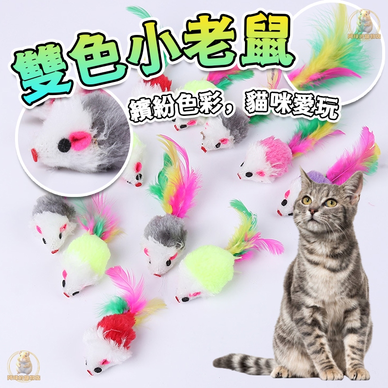 雙色小老鼠 仿真小老鼠 寵物玩具 貓玩具 逗貓玩具 雙色絨毛尾小老鼠 毛絨小老鼠 寵物玩具 毛絨老鼠 逗貓玩具 彩色羽毛