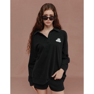 AIR SPACE 【三麗鷗聯名】翻領排扣貼布繡寬版大學TEE(黑/紅) 女裝 現貨