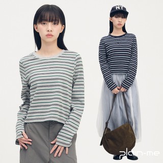 plain-me [SAAKO] 條紋 長袖 長袖TEE 長TEE 女長袖 [SAA0038-252]