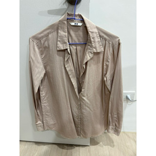 Uniqlo 嫘縈長袖條紋襯衫 S號