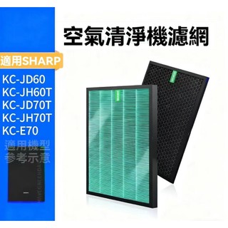 適用SHARP夏普KC-JD60 JD70 JH70T JH60T KI-GS70高效HEPA抗菌蜂巢顆粒活性炭濾網濾芯