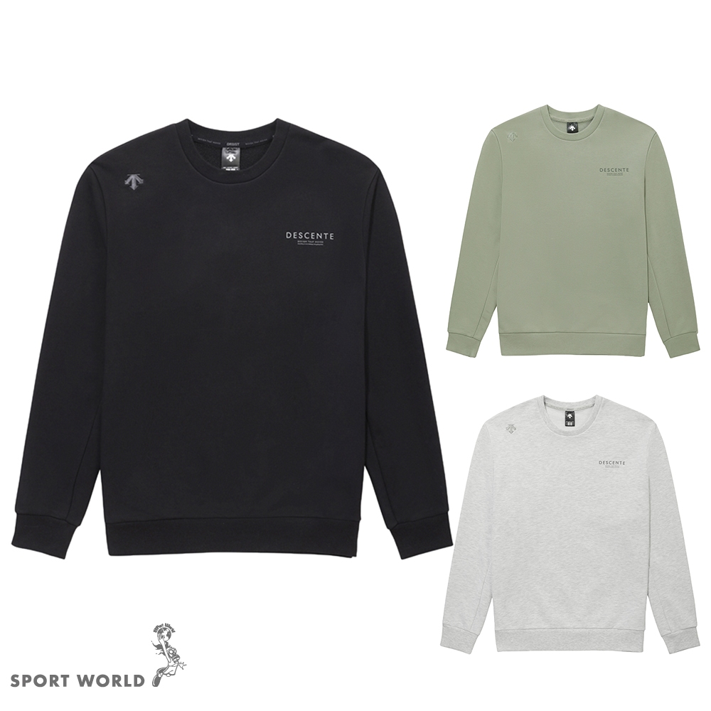 Descente 迪桑特 長袖上衣 男裝 女裝 大學T 棉質 黑 SQ323UHT81-BLK0/KHK0/MGRY