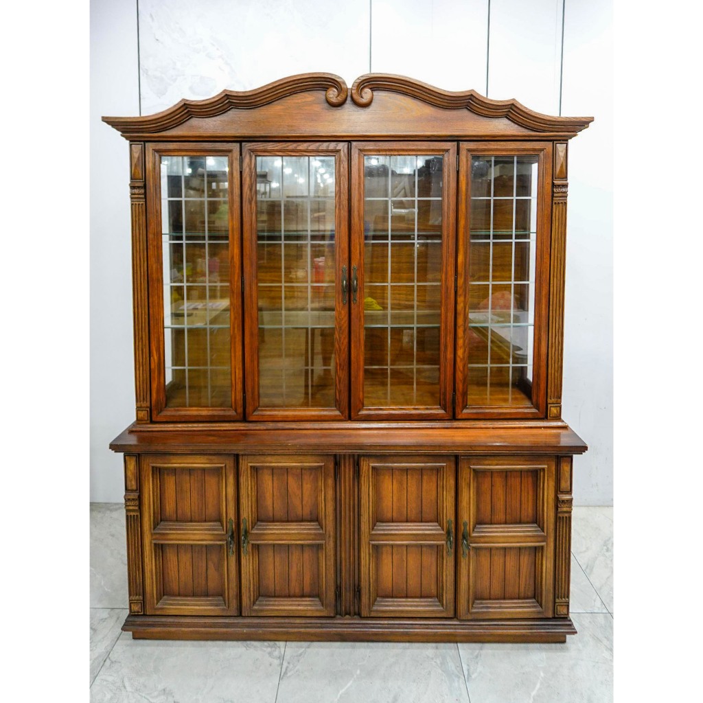 台北二手家具 推薦 ★ 美式鄉村風 橡木餐櫃 櫥櫃 餐廳收納櫃 實木餐櫃 加拿大製 桃園 中壢 新北 二手家具【避風港】