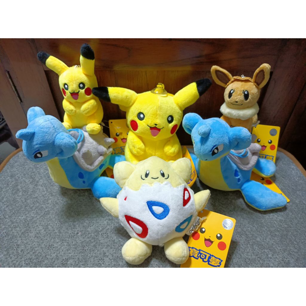 Pokemon/寶可夢皮卡丘&拉普拉斯乘龍&波克比&伊布玩偶娃娃娃（10~15公分）