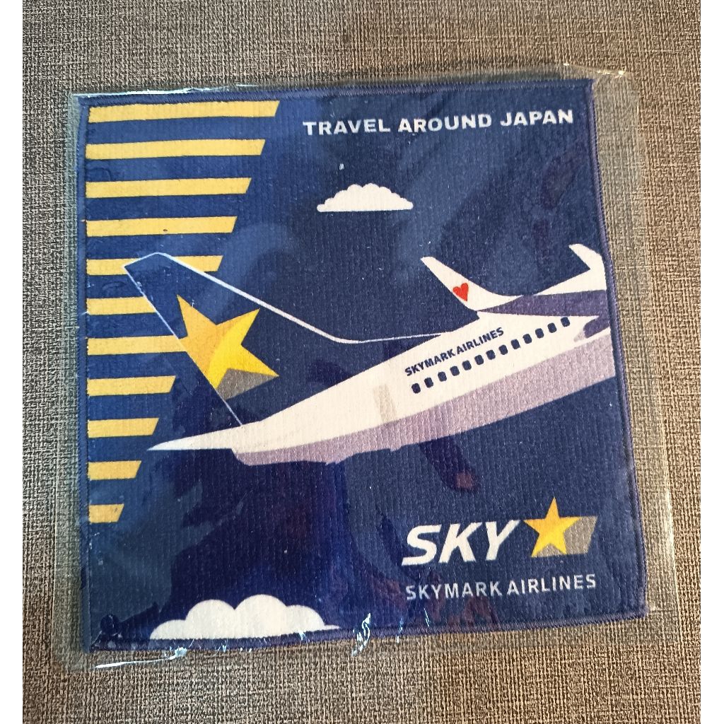 💃天馬航空小方巾🕺 Skymark Airlines 天馬航空 日本天馬航空 藍色小方巾 毛巾 洗臉毛巾 小毛巾