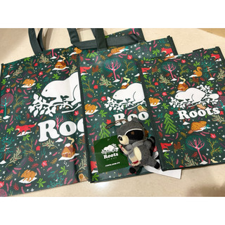 全新 Roots 限量款購物袋/VIP袋(三入組含娃娃)