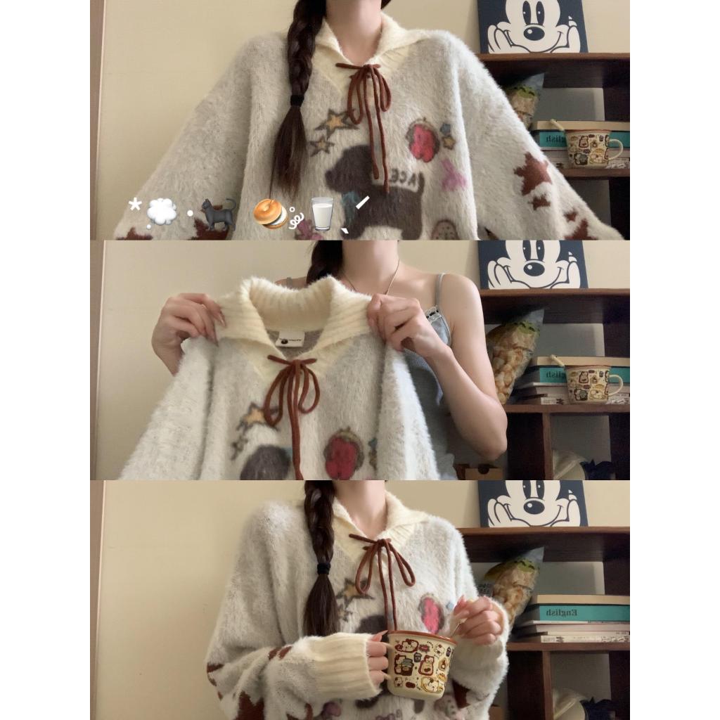 TGNS  針織polo領毛衣  毛衣女 秋冬 長袖上衣 ins 風衣服 休閒百搭 寬鬆顯瘦 oversize  針織衫