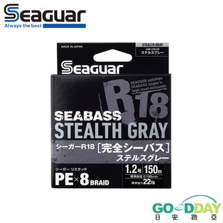 >日安路亞< Seaguar R18 SEABASS STEALTH GRAY PE X8 隱形灰 PE線、母線