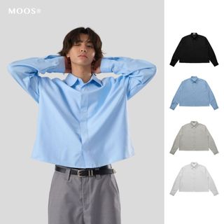 【KOREA MOOS 現貨】Maglock瞬釦磁吸設計襯衫 無釦 免扣 BOXY 短版 懶人 長袖襯衫 素色