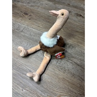 [正版收藏品] Ty Beanie Baby – Stretch the Ostrich 1997 附卡牌