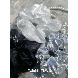 Twinkle Ties/造型髮圈/緞面珍珠白/緞面黑/Y2K銀色