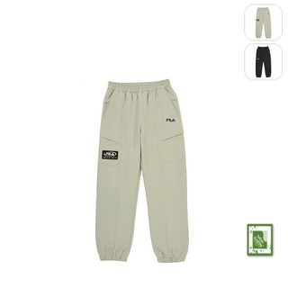 【FILA】KIDS 孩童款 平織長褲- 灰綠 1PNY-8322-GN