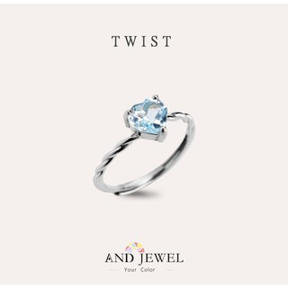 [安珠] 託帕石 藍色 天空藍 愛心 6mm 戒指 蛻變系列 Twist 寶石銀飾 AND JEWEL