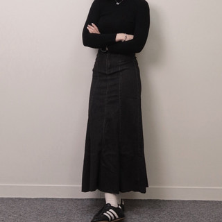 [IAD SHOP]超顯瘦 日系牛仔魚尾長裙 高腰 丹寧裙長版下擺鬚邊 Flare Denim Skirt 裙子