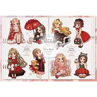 【hwara】分裝❤️售完無補❤️韓國貼紙 Q版 Xmas BabyDoll 9.10 聖誕貼紙