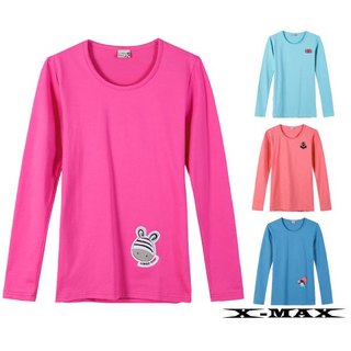 特價99~排汗王~X-MAX~MIT-女款布貼圓領長袖T恤~長袖~圓領~