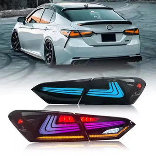 適用於Toyota 18-23年 8/8.5代Camry RGB動態款 LED尾燈總成 LED日行燈 流水轉向燈 剎車燈