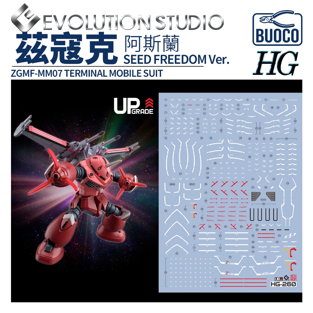 [BUOCO] EVO HG-260 茲寇克（Z’GOK）阿斯蘭專用機  SEED FREEDOM Ver.  專用水貼