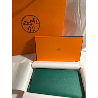 全新Hermes綠色經典馬術幾何silk in zip wallet