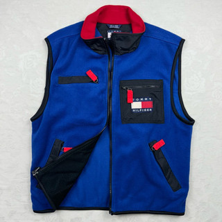 古著 二手 Tommy Hilfiger 早期臺灣製 (Size:L)拉鍊口袋 尼龍拼接 撞色 刷毛 拉鍊背心