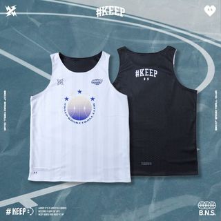 #KEEP IN YOUR FACE 黑白 籃球 漸層 閃電 透氣 運動 正面衝突 雙面 球衣【KS336】