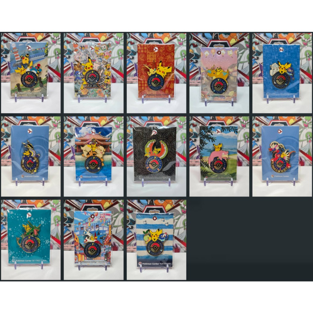 日本寶可夢中心徽章 沖繩風速狗 廣島暴鯉龍 名古屋時拉比 京都鳳王 札幌六尾 東北比克提尼 夢幻 晴空塔烈空坐 心齋橋