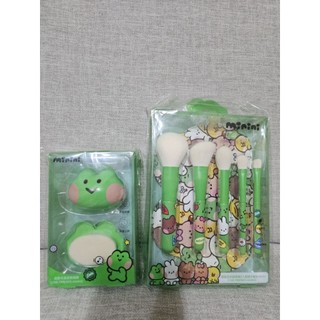 屈臣氏line friends minini系列造型粉底刷／彩妝刷具五入組送化妝包