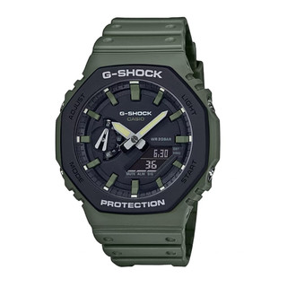 CASIO 卡西歐 G-SHOCK系列 熱銷款纖薄指針數位雙顯多功能電子錶 軍綠 GA-2110SU-3ADR
