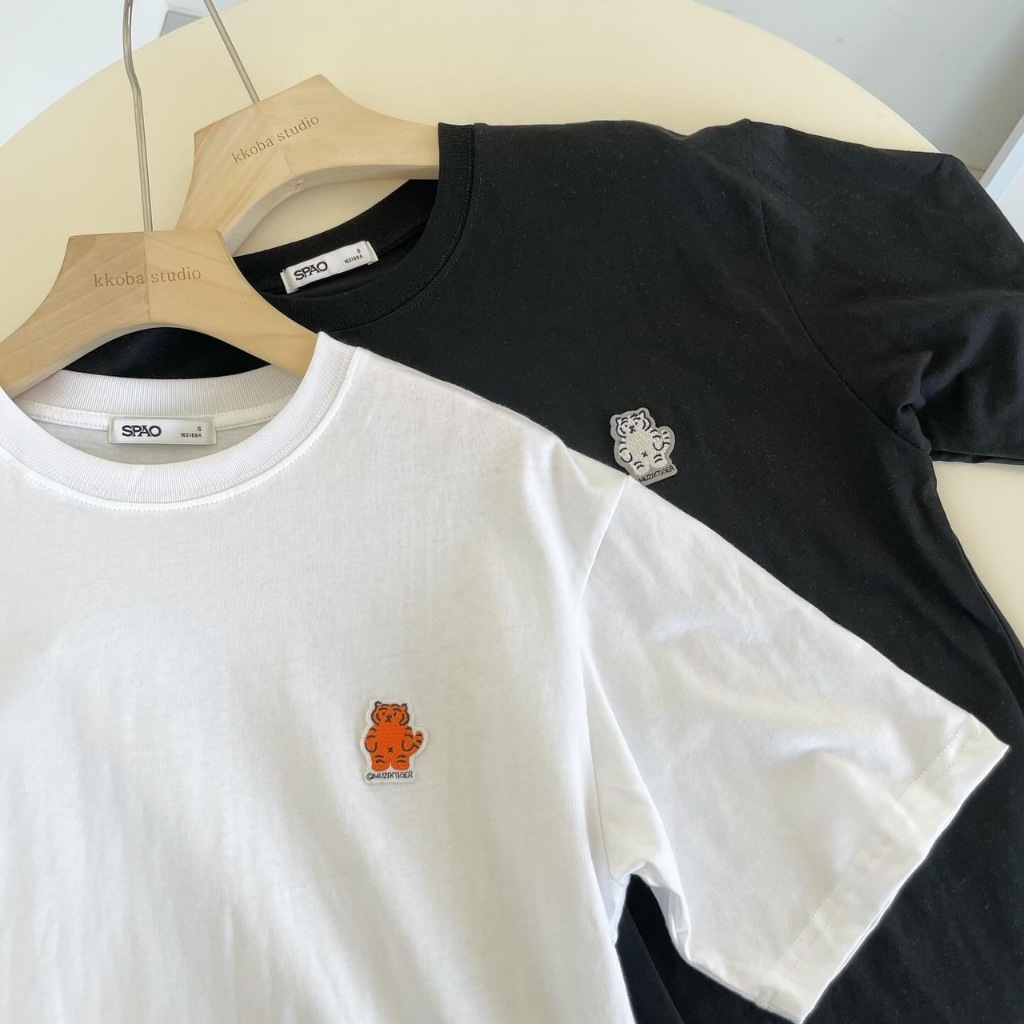 🇰🇷 韓國KKOBA 現貨 SPAO x Muzik Tiger 小老虎 短袖 短T 1+1 兩件組 短踢 兩件套
