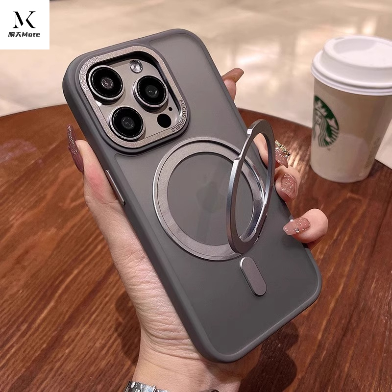 膚感防指紋 360°旋轉磁吸支架 適用 iPhone 17 16 手機殼 15 14 13 12 pro max 防摔殼